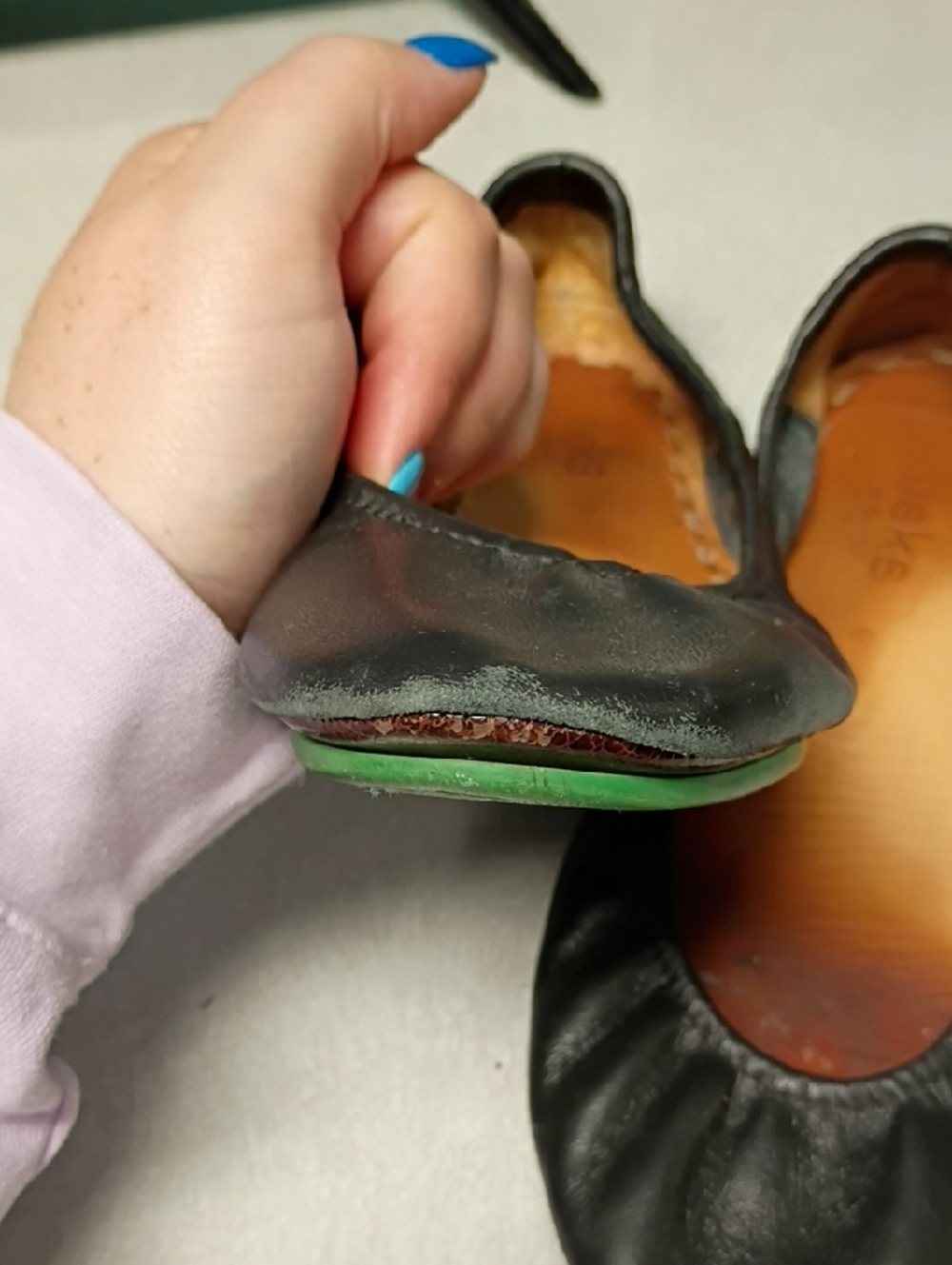 Tieks Black Leather Ballet Flats with Tan Insole - Picture 7 of 8